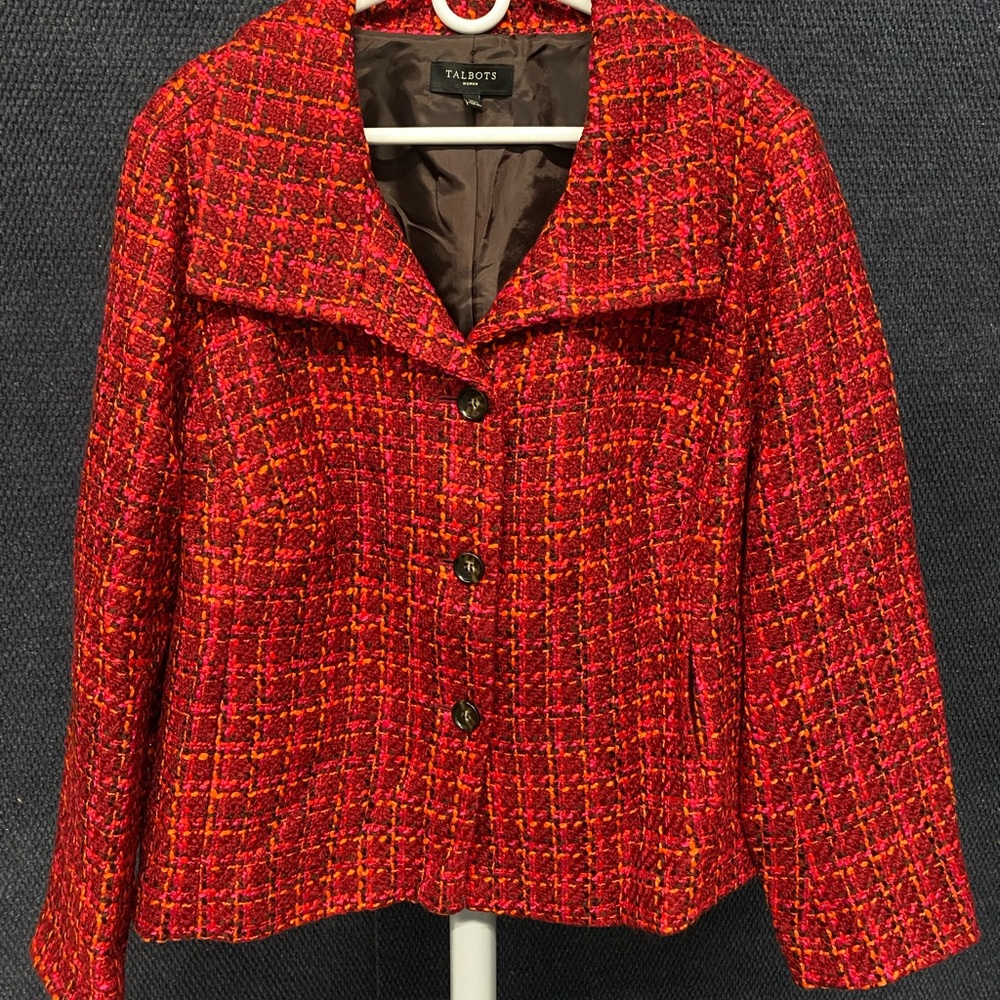 Talbots Vibrant Red Tweed Blazer